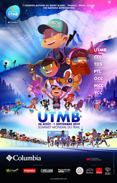 Poster UTMB® 2019, créé par Matthieu Forichon, trouvé sur @ utmbmontblanc.com