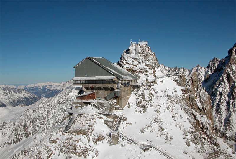 Top station of the Grands Montets with the viewing platform on the actual summit of the Grands Montets.  