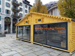 Showroom éphémère de GRDF face à la mairie. Photo source: @www.facebook.com/Mairie-de-Chamonix-Mont-Blanc