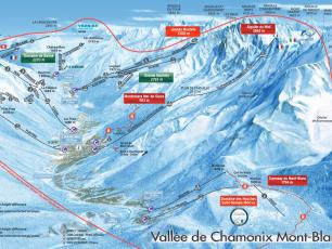 Chamonix Valley Ski Areas and Resorts Slopes Map