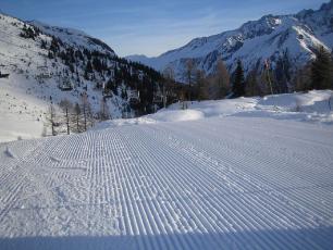 A very well groomed slope at the Flegere Ski area