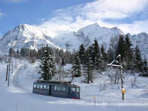 Blue Tramway du Mont Blanc in Winter