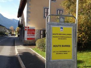 Fermeture de la route des Gaillands les 2 et 3 puis les 9 et 10 novembre 2017. Photo source: @www.facebook.com/Mairie-de-Chamonix-Mont-Blanc